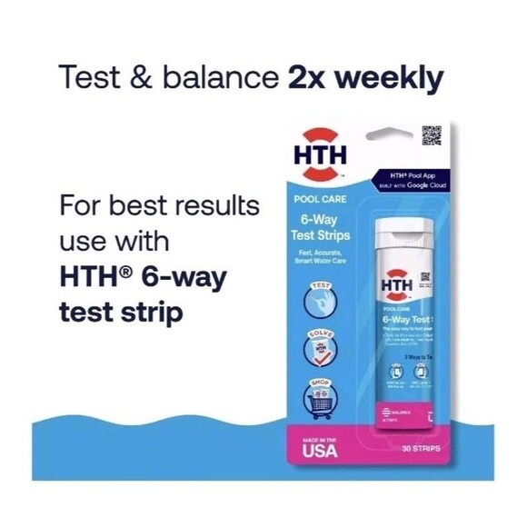 HTH Pool Care 6-Way Test Strips Chlorine Swimming Pools Hot Tubs - Picture 1 of 5